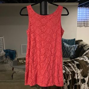 Coral Forever21 sundress with lace overlay